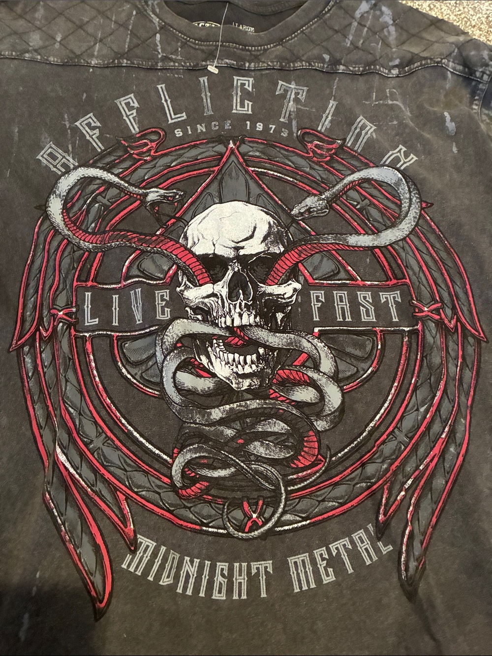 Affliction  'Live Fast” Midnight Metal tshirt